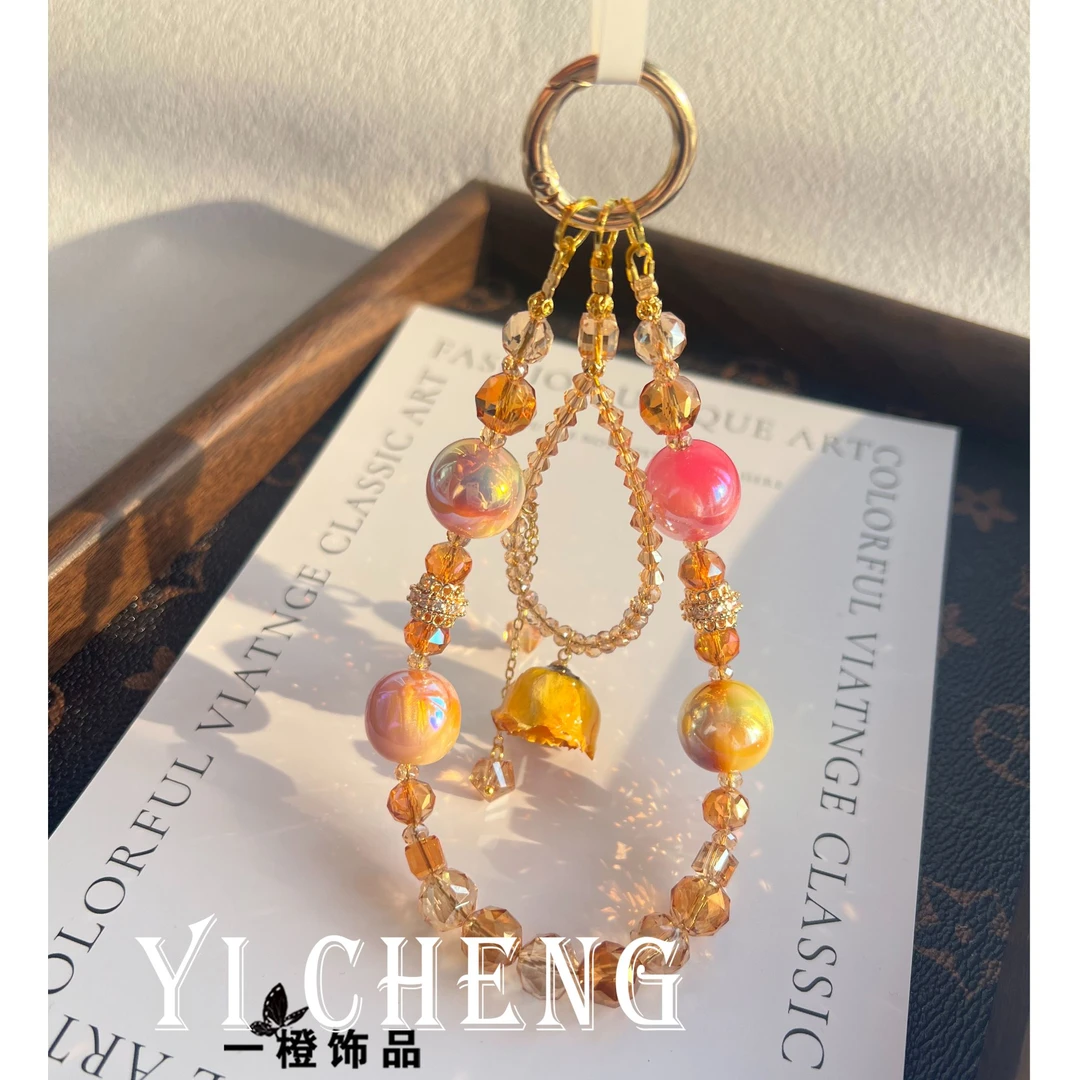 【玫瑰故事】浪漫干花永生花手创意机链手机饰品女款防丢个性手机链