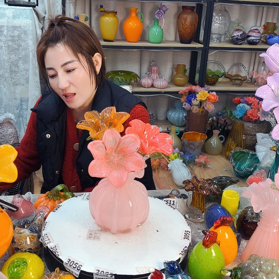 3短花1瓶不完美福利家悦琉璃工艺品