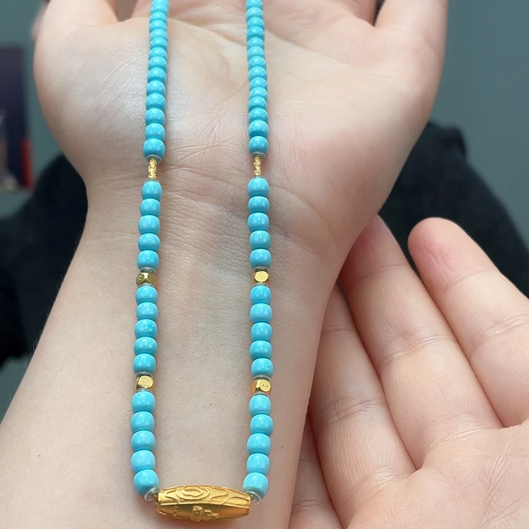 绿松石18K金镶嵌颈饰