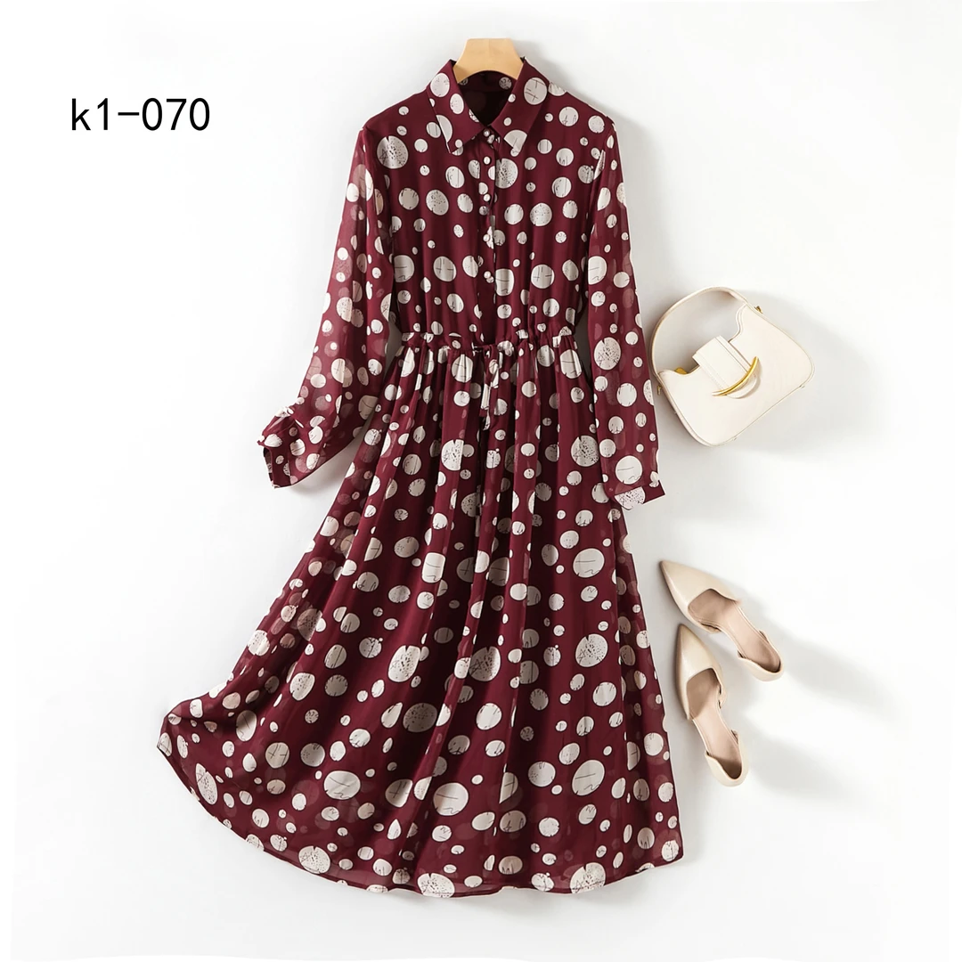 K70宽松连衣裙显瘦气质长袖时尚女士简约黑色百搭