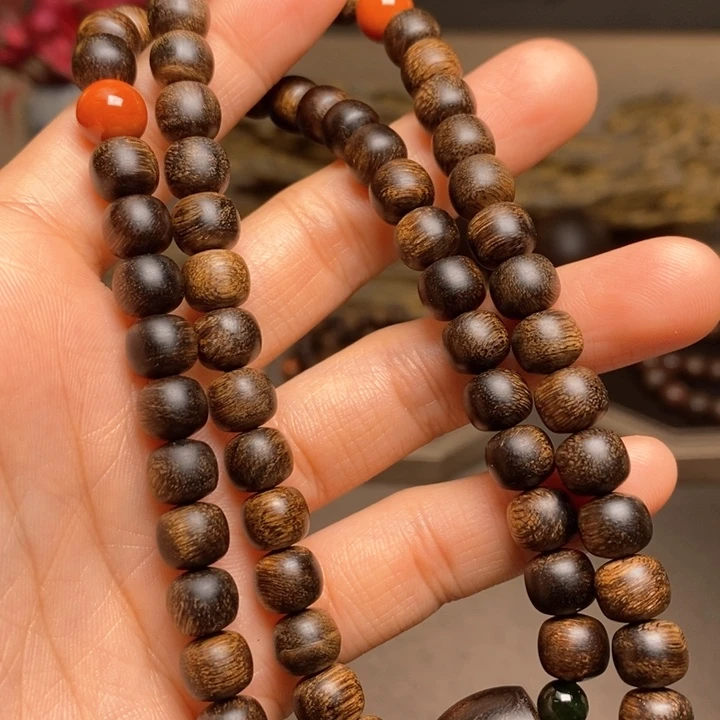沉香手串越南芽庄瘤疤紫棋6×8设计