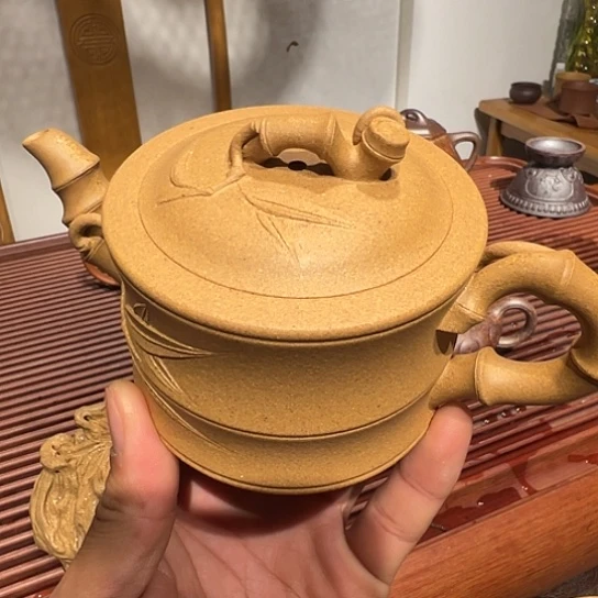紫砂茶壶老宕口黄金段200cc半手工制作