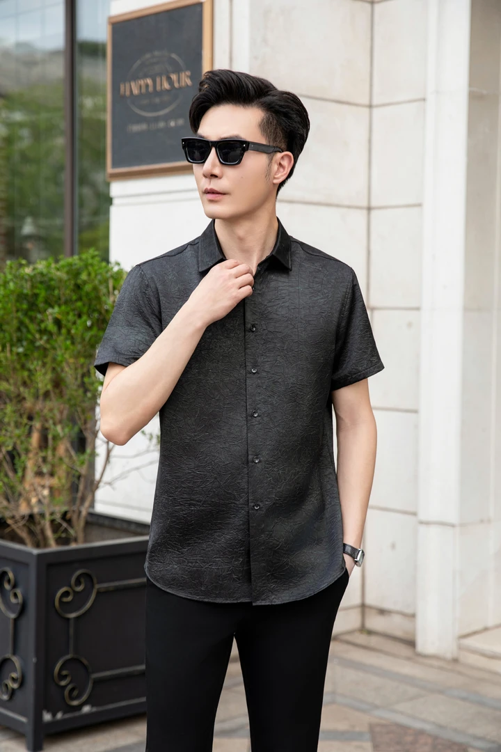 【908】新款夏季短袖薄款男士高端【桑蚕丝】翻领商务休闲衬衫系列