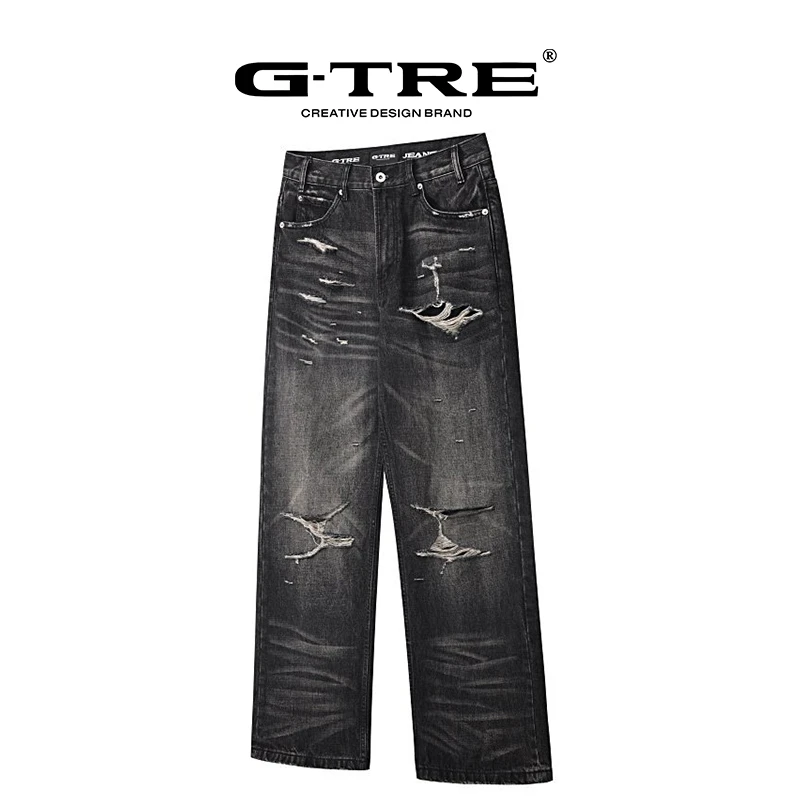 G-TRE 25SS牛王系列【鬼爪2.0】破坏宽松直筒牛仔裤破洞水洗做旧