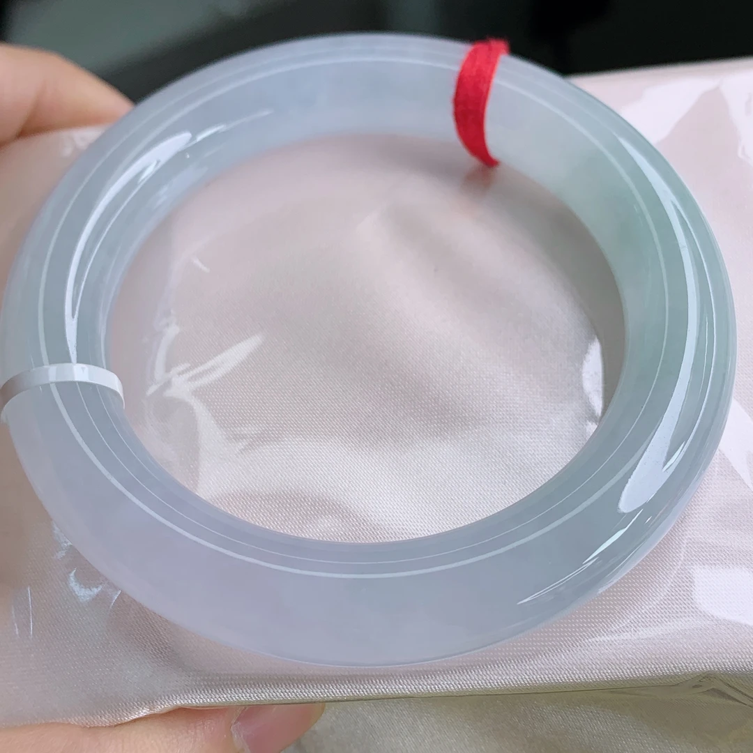 53.8圈天然缅甸A货翡翠水润手镯圆条女款大方时尚百搭精美手镯