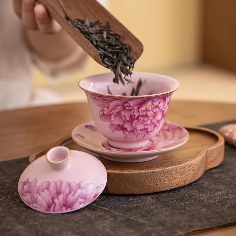 【闪购商品】沐森茶具清货专属链接粉色盖碗a31
