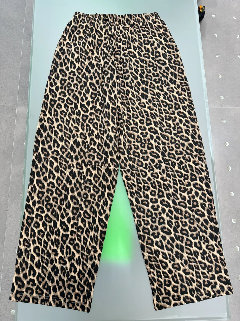 LE ALESSANDRA豹纹松紧腰抽绳卫裤