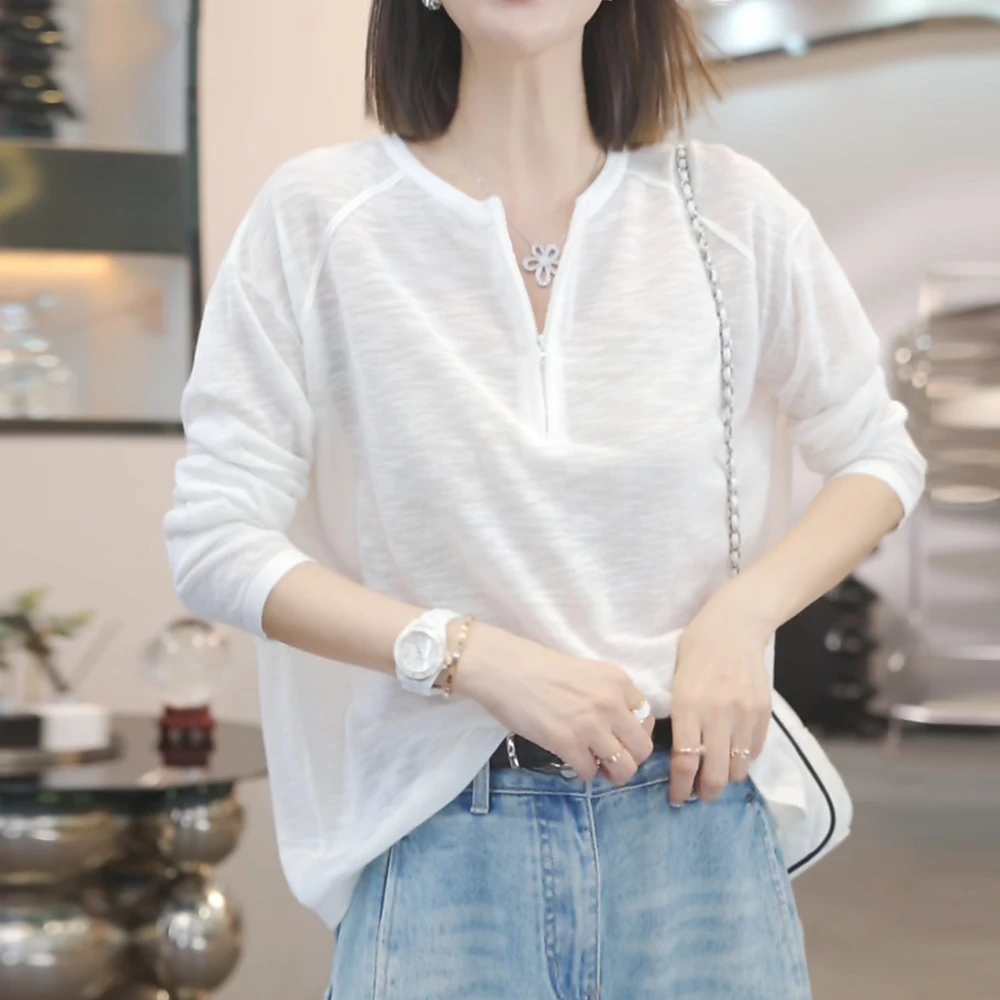 2025年夏季新款百搭户外出游穿搭超薄冰凉感防晒上衣长袖T恤女生
