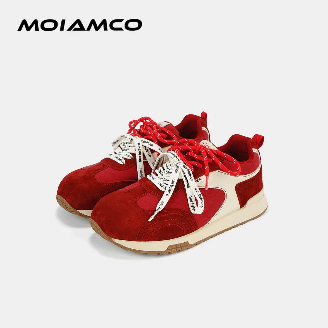 Molamco厚底阿甘鞋圆头真皮系带休闲运动鞋德训鞋女