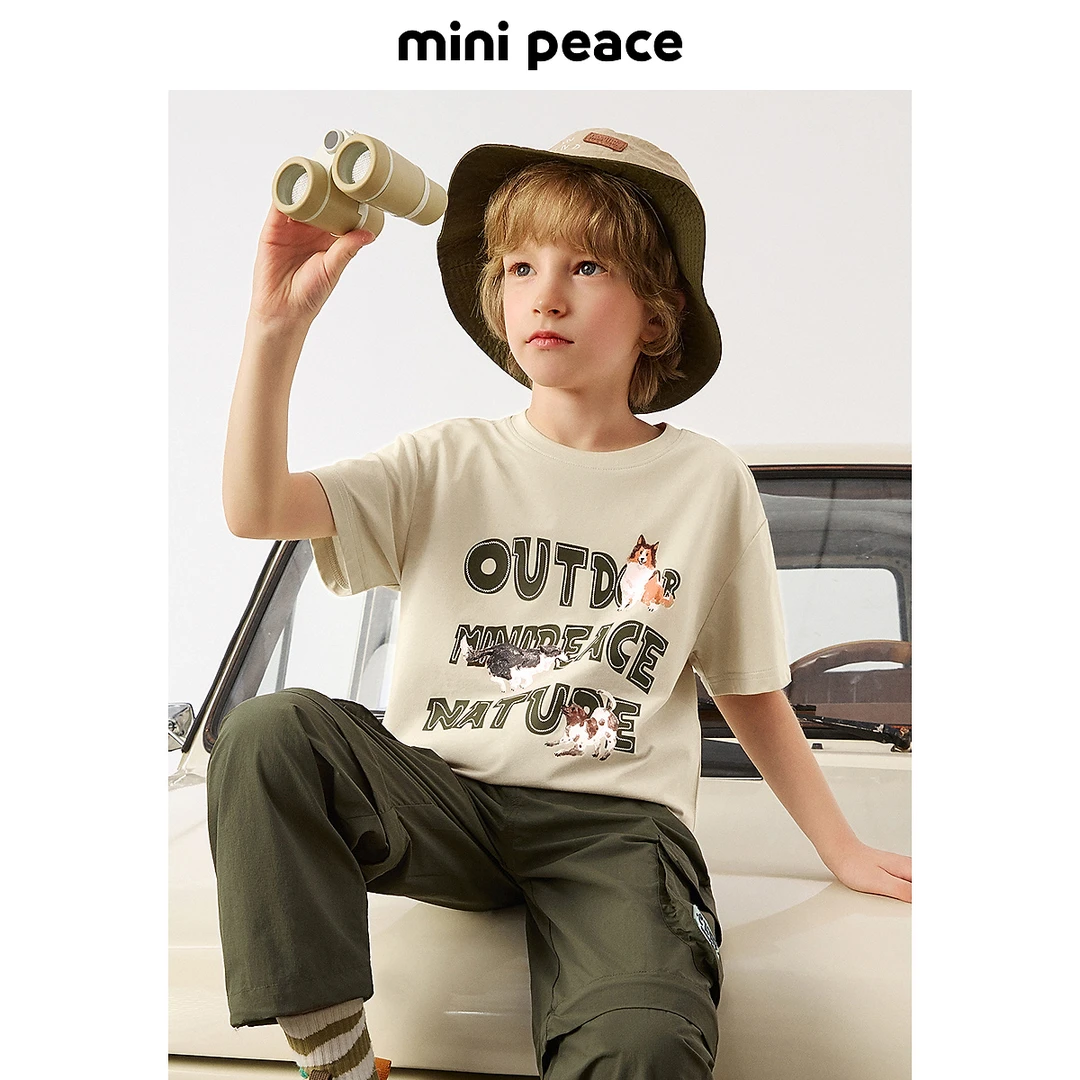【吸湿速干】MINIPEACE太平鸟童装男童短袖T恤露营户外儿童夏装上衣