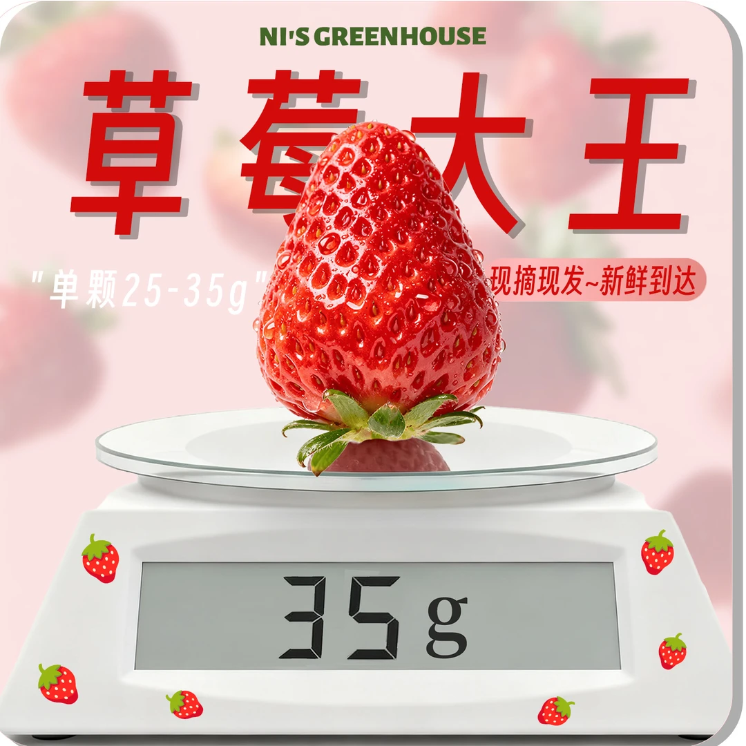 现摘现发【大果-草莓大王35g】二斤半丨桓仁小倪家丨自家大棚草莓