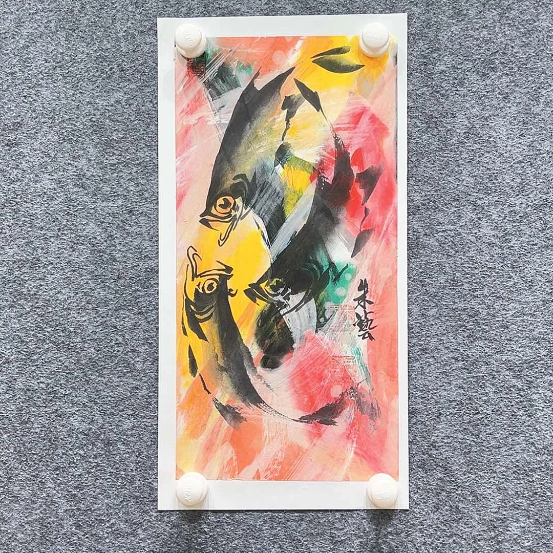 国画纯手绘画心原创
