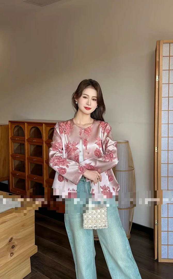 新款郁金香中式风断面印花春款外套