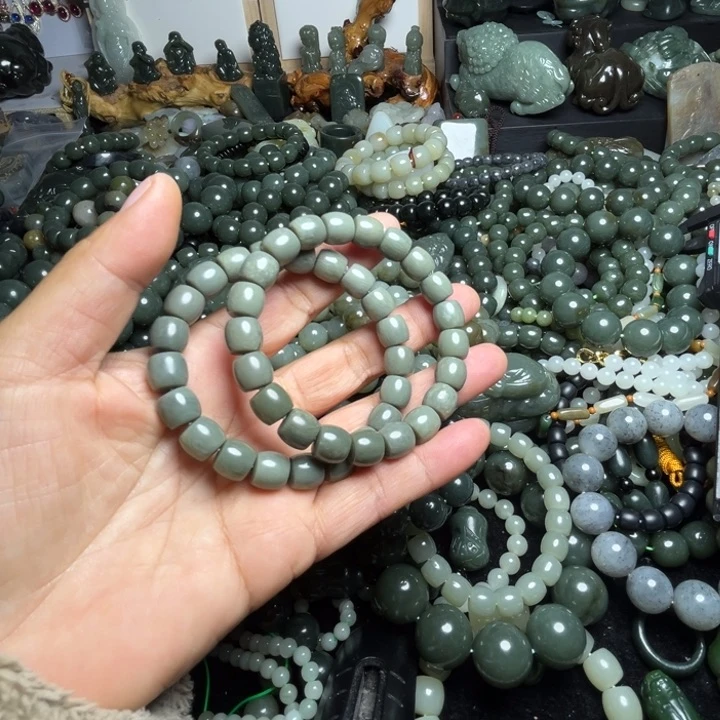 和田玉手串未镶嵌嘿***黑10