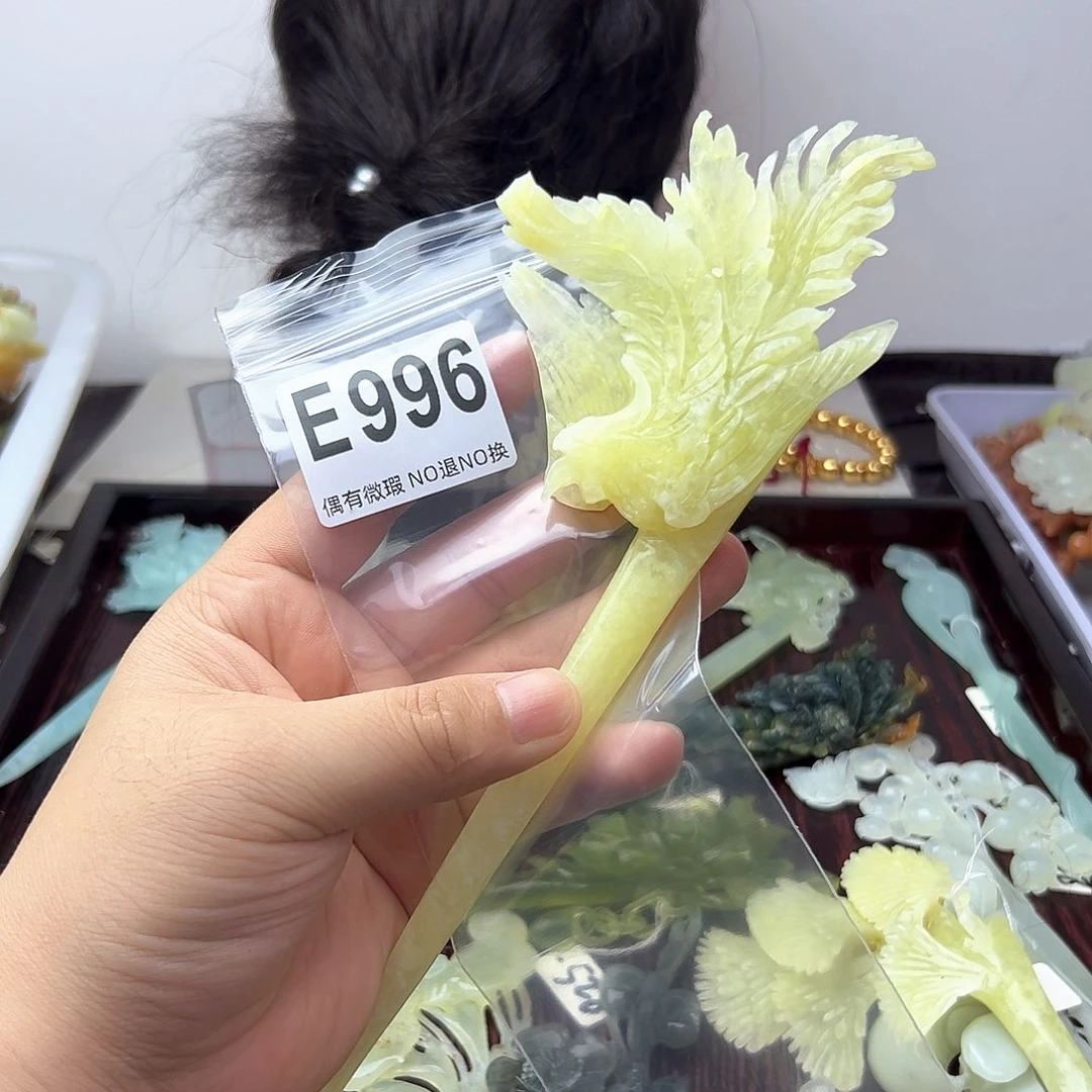 蛇纹石玉合金发饰阿****