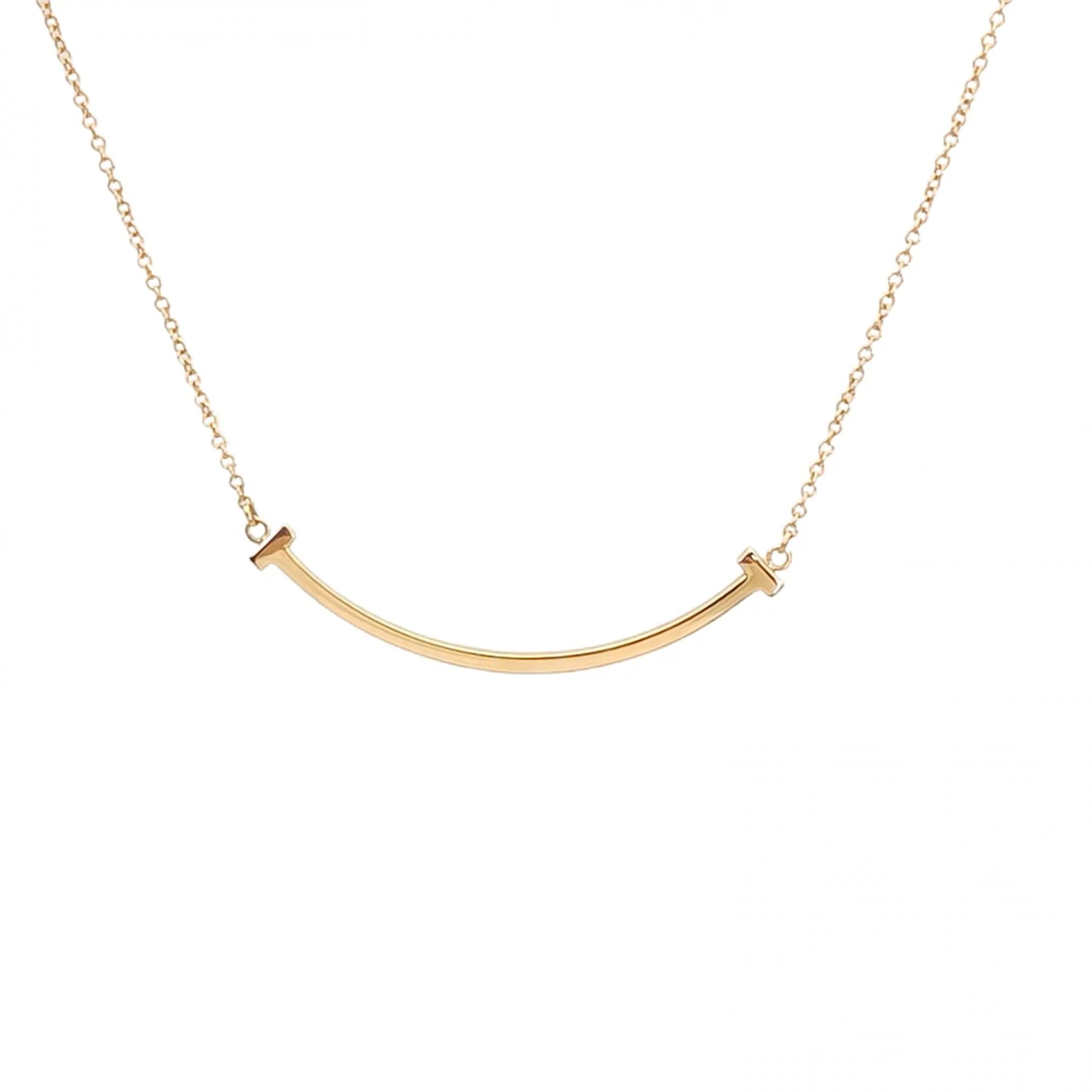 99新 Tiffany & Co./蒂芙尼 小花柳 T 微笑项链 小号 黄金 项链