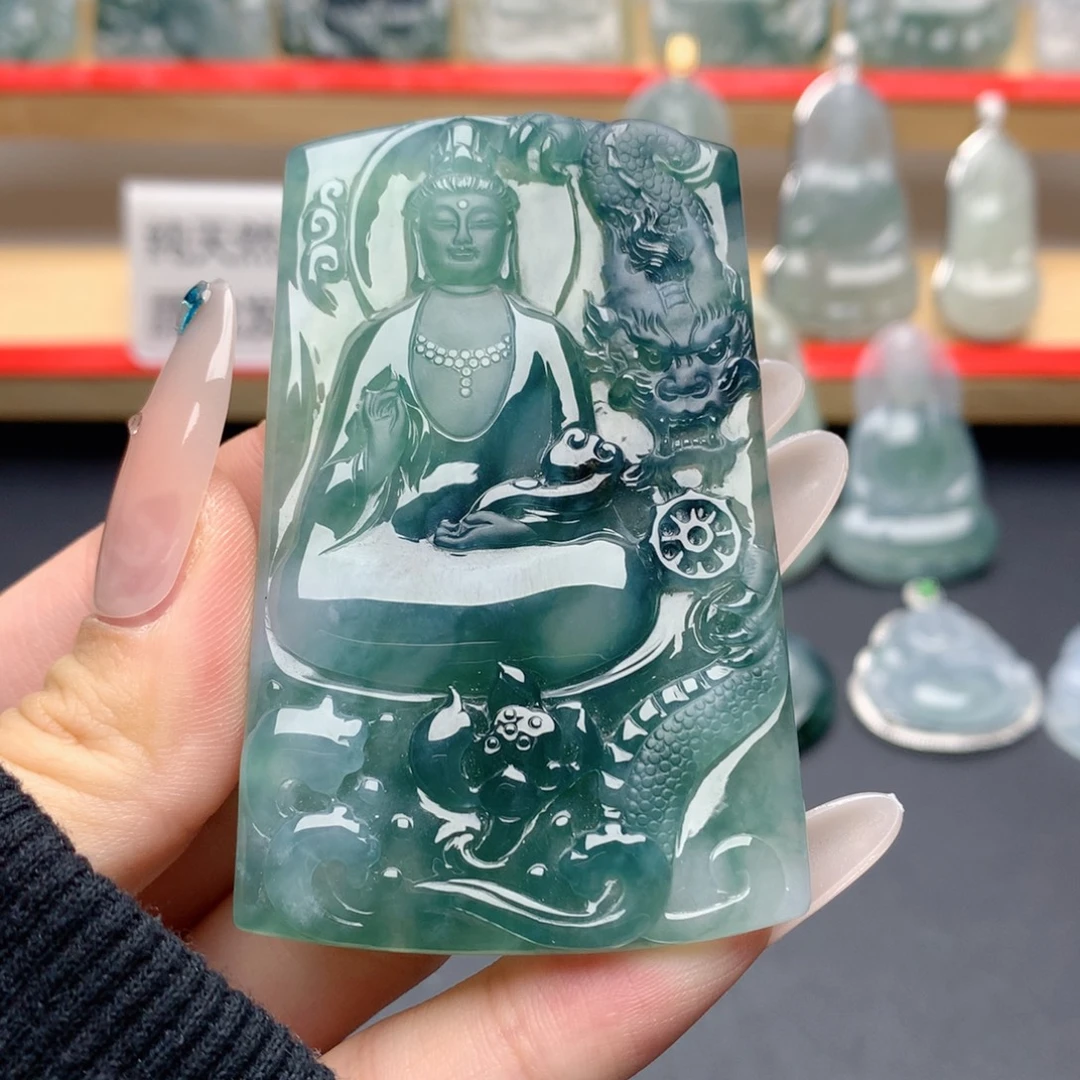 @***）翡翠未镶嵌颈饰素衣观音