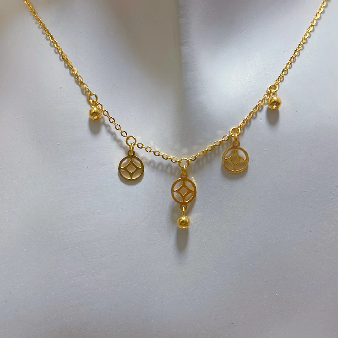 特价 足金999流苏铜钱套链钱多多国潮精致仙女