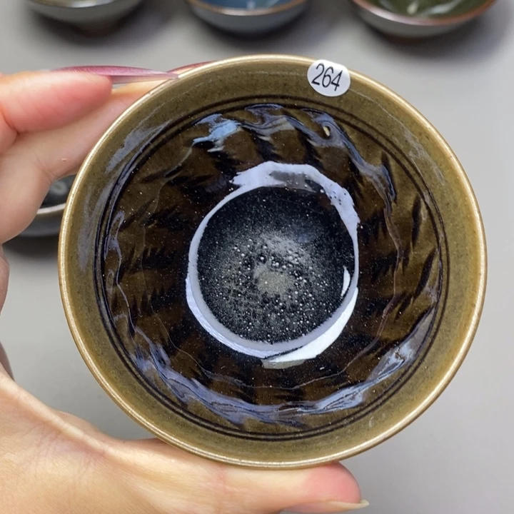 茶盏叫**哥建窑建盏磨底柴烧主人杯微瑕