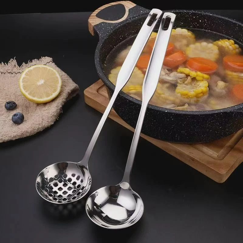 家用加长柄不锈钢大汤勺大号汤匙加深火锅勺大漏勺盛汤粥