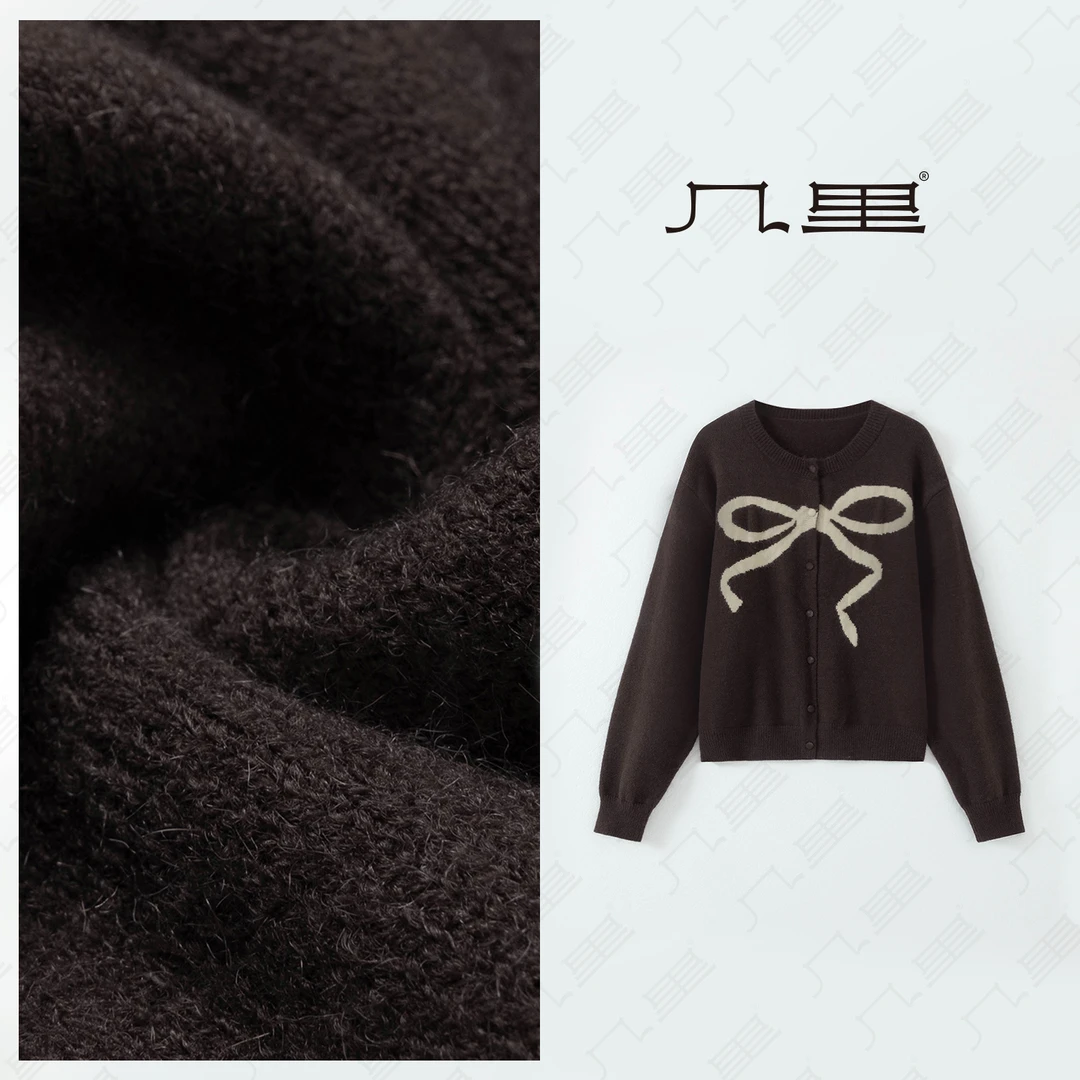 几里与麻 减龄氛围感蝴蝶结针织开衫 衣长57 胸围108 2090243