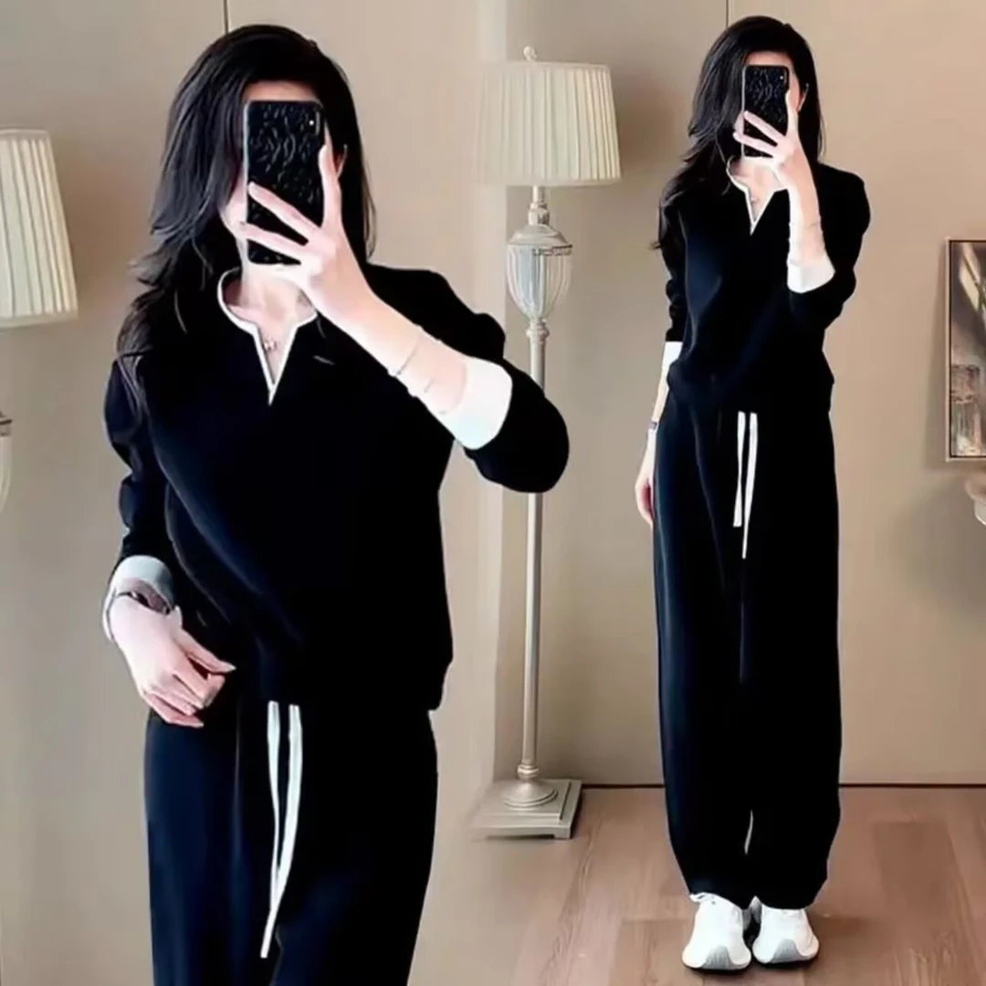 200斤微胖mm休闲卫衣套装女士大码宽松显瘦遮肉洋气质妈妈运动服