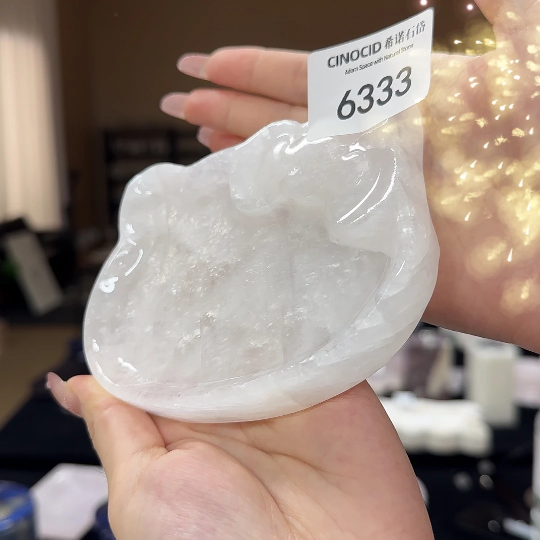 石材6333 白水晶小猫盘