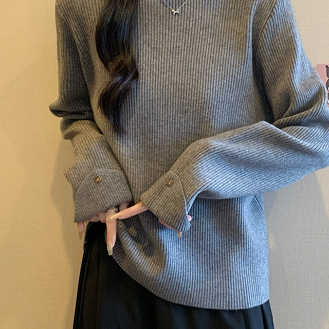 加码妇女的半高领加厚针织底衬衫妇女的秋冬新胖女孩宽松瘦身看上