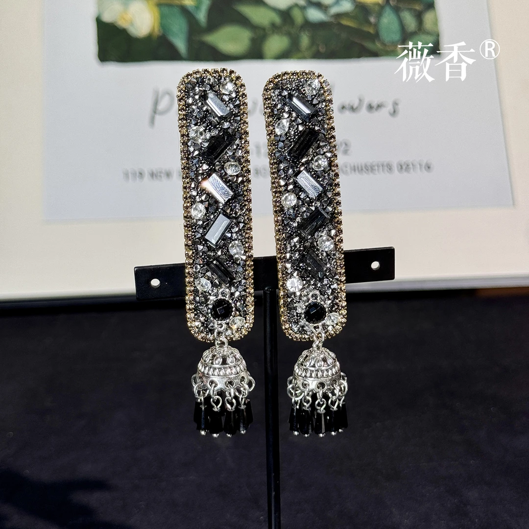 weixiang/薇香067短流苏重工流苏原创刘海半扎发后挂旗袍发夹头饰