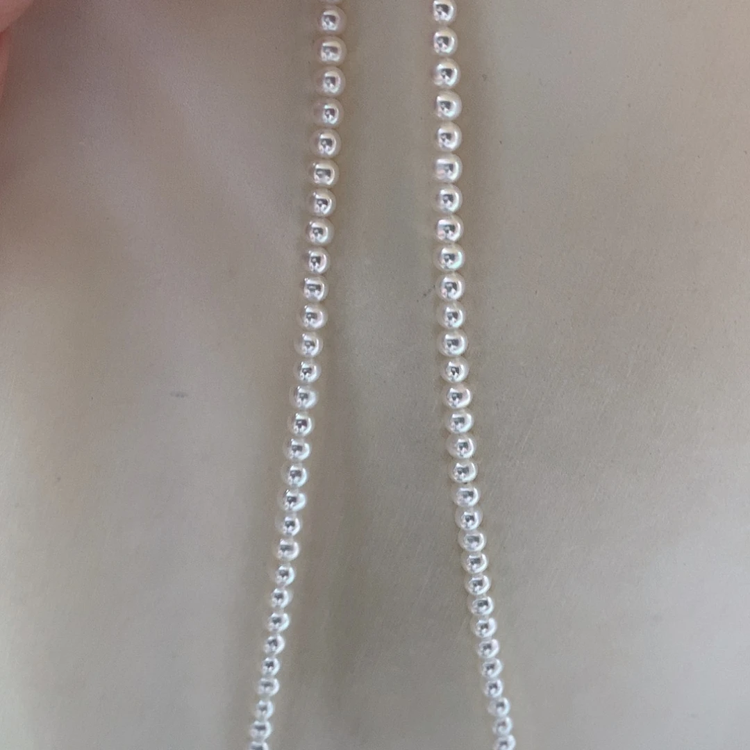 银S925镶嵌颈饰淡水珍珠3.5-4mm极光