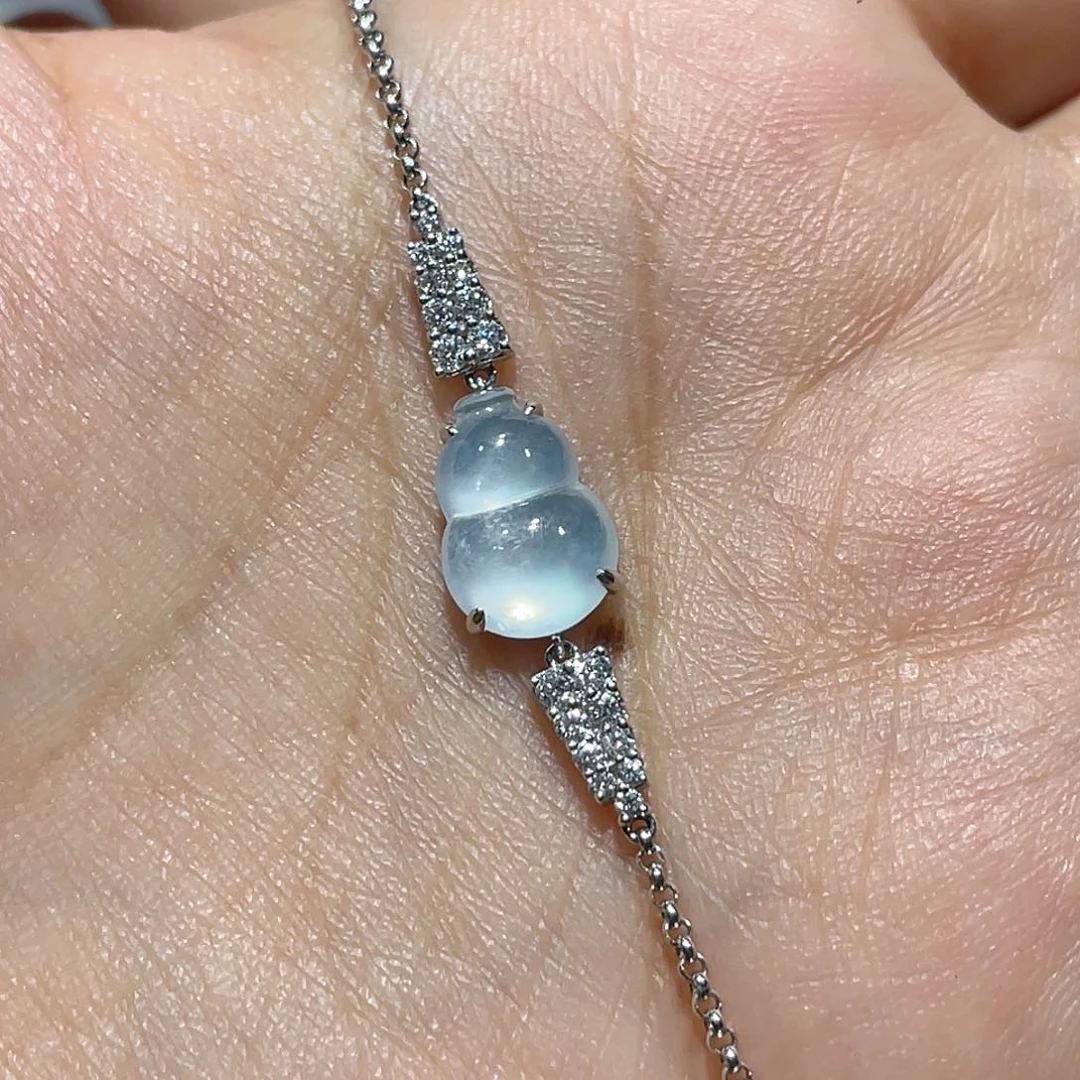 翡翠18K金镶嵌颈饰桃*呀手链