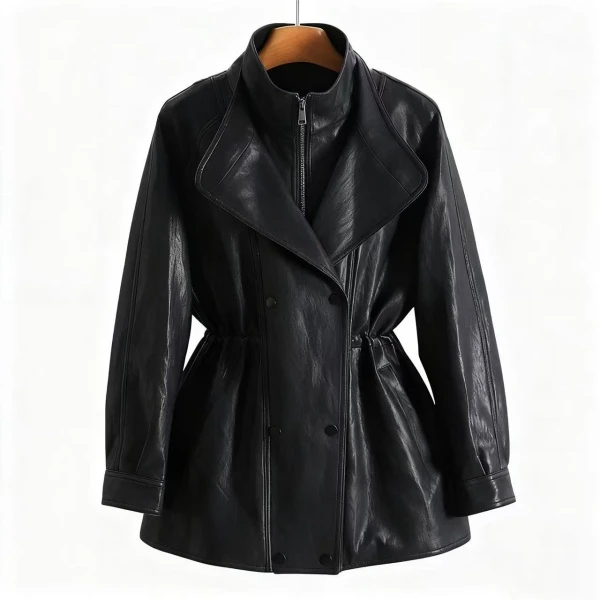 GFL 7405秋冬新款时尚气质立领皮衣外套