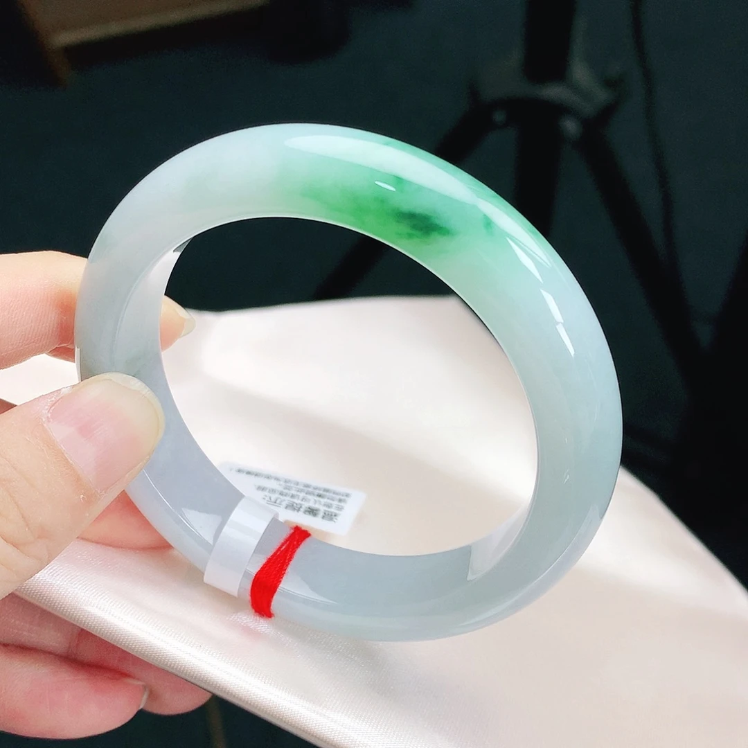 未镶嵌手镯翡翠54+白底青