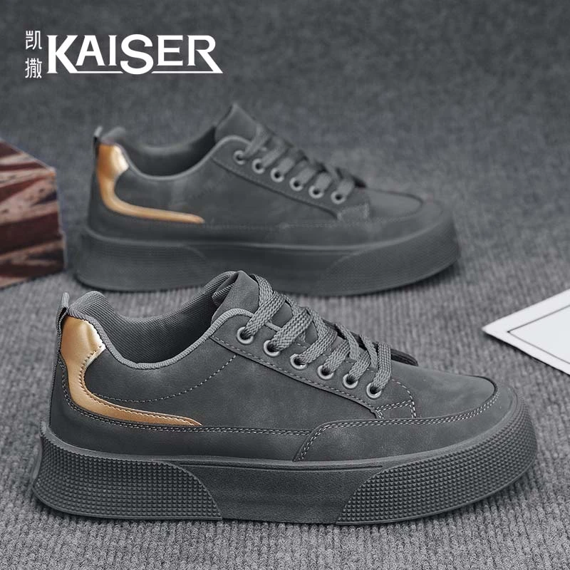 凯撒男鞋2025新款潮流厚底耐磨运动鞋子男款百搭防滑低帮休闲板鞋