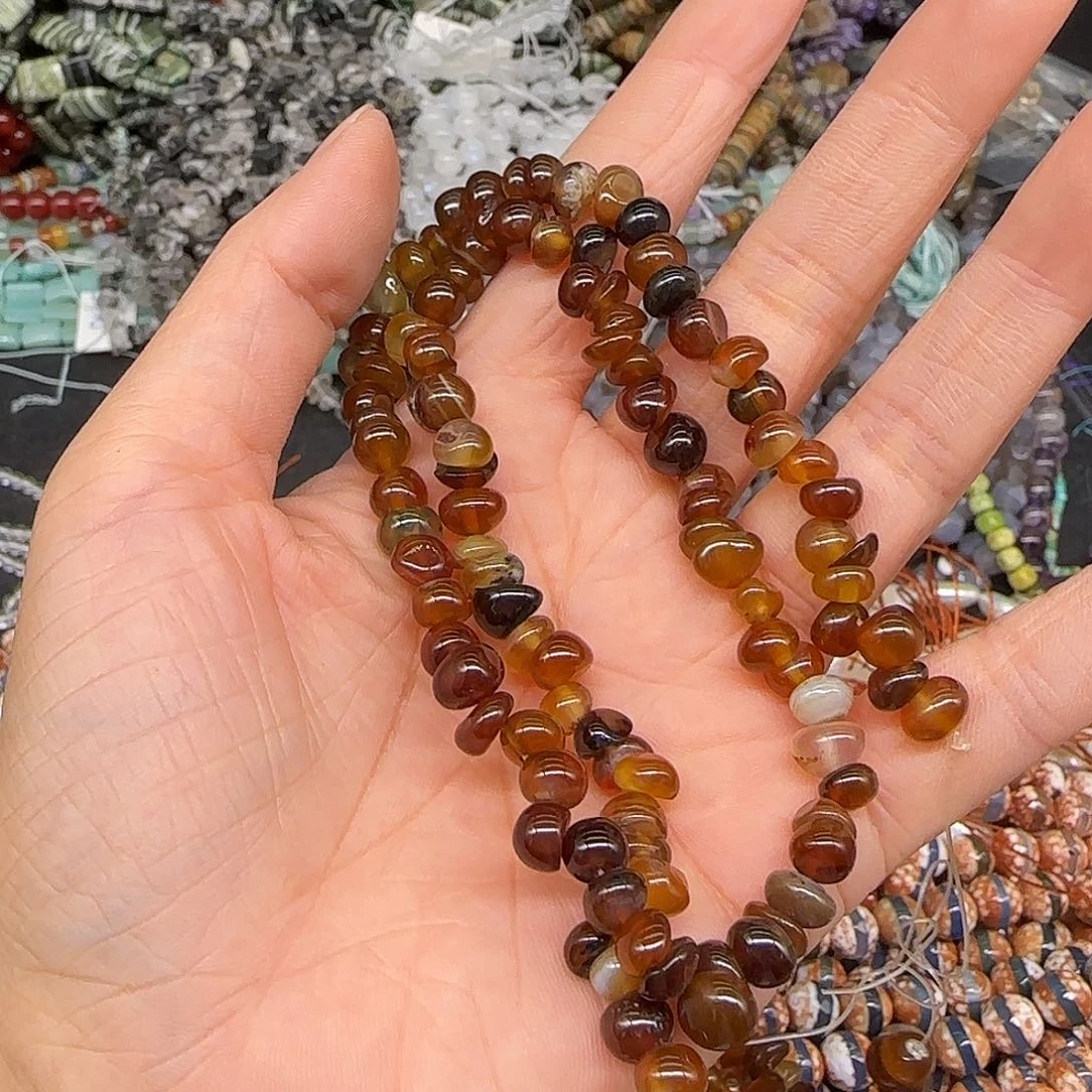 玛瑙/玉髓合金珠宝半成品糖玛瑙6-8mm一条
