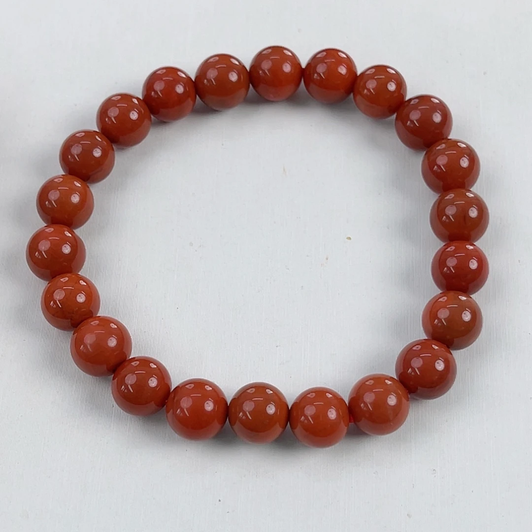 南红玛瑙未镶嵌瓦西柿子红满肉圆珠单圈8mm