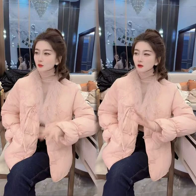 2025冬季新款复古新中式国潮民族风高级感棉服外套女盘扣绣花棉衣