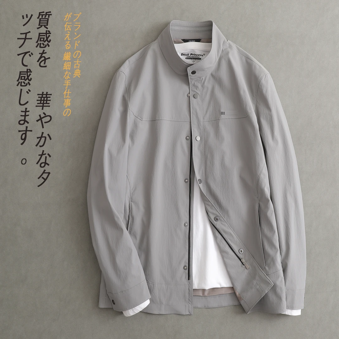 新款男装商务休闲日系直下摆立领春夏季男装时尚长袖外套夹克男