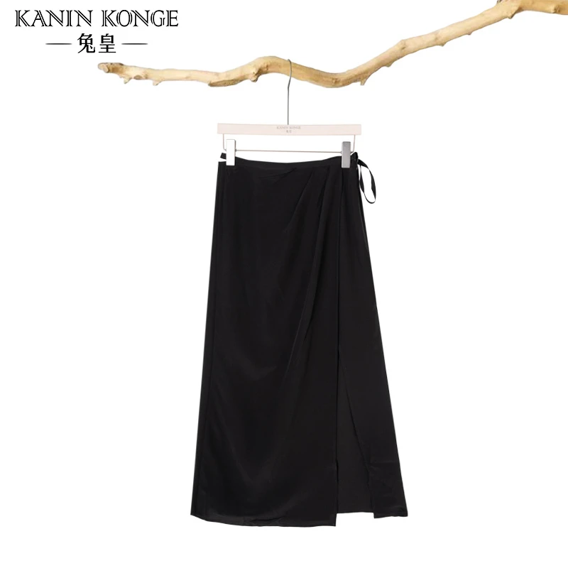 TUHUANG/纯色薄款A字裙半身裙开叉桑蚕丝真丝裙ZBZR9295