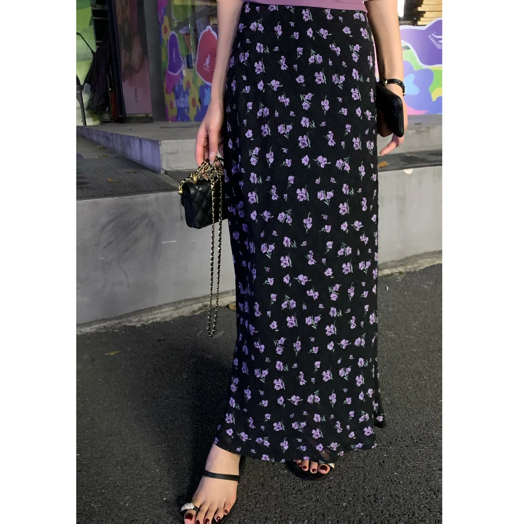 SZA【恋爱季节】夏季新款韩系高级感碎花显瘦高腰包臀半身裙A-1858