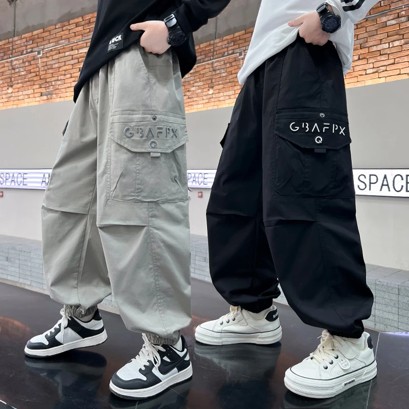 男童裤子春秋款2025新款儿童春装工装裤中大童春季休闲长裤炸街潮