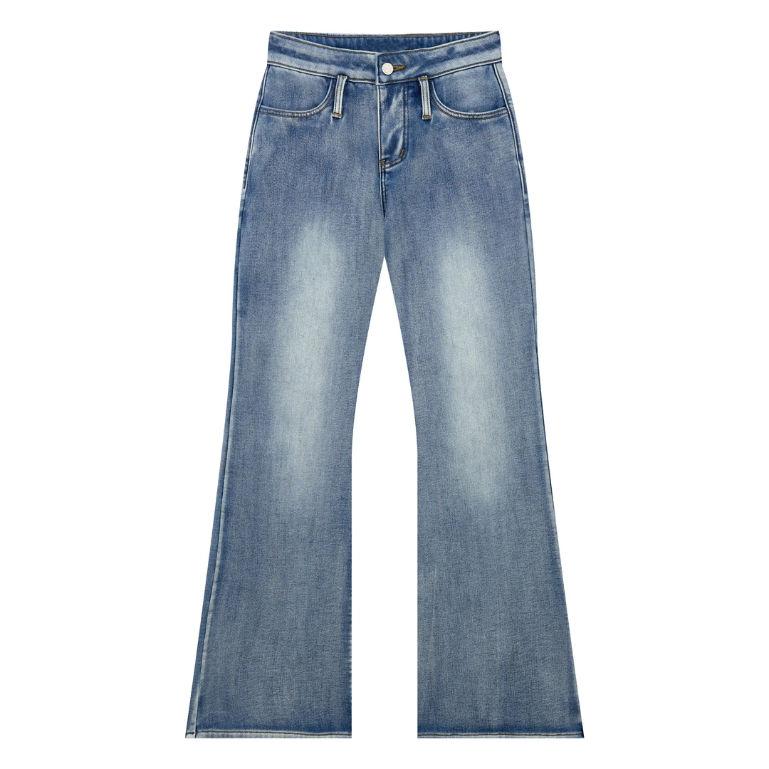 复古水洗微喇牛仔裤女春季款设计感不贴腿显瘦喇叭裤