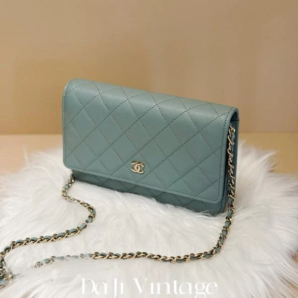 大吉中古/Chanel香奈儿灰绿色woc斜挎包