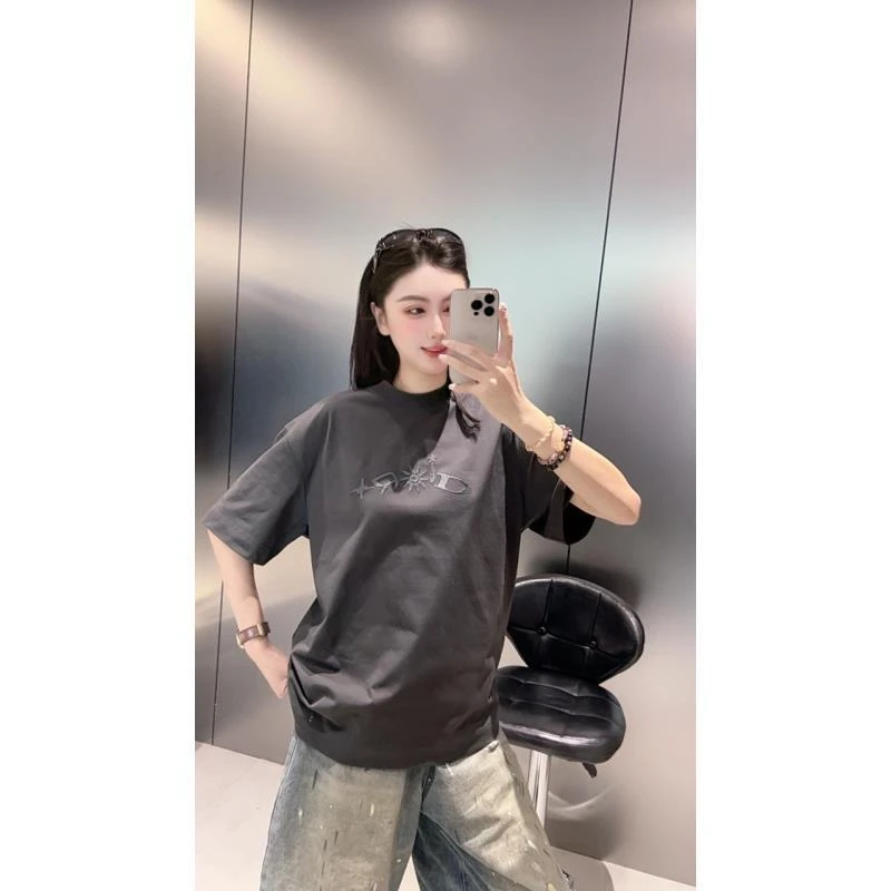 【小颖-W1773】韩版时尚宽松圆领短袖T恤