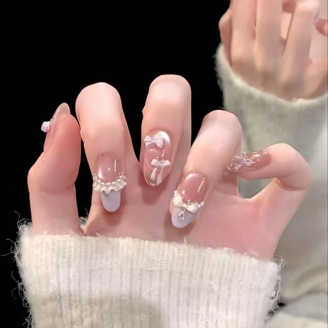 【奶芋】轻奢纯手工纯欲冰透高级猫眼穿戴甲美甲贴