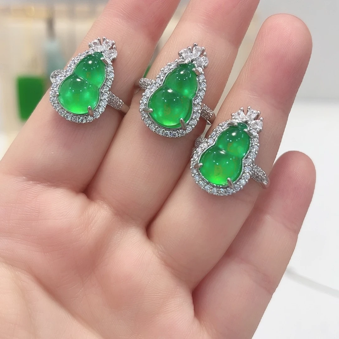 翡翠戒指银S925镶嵌戒指