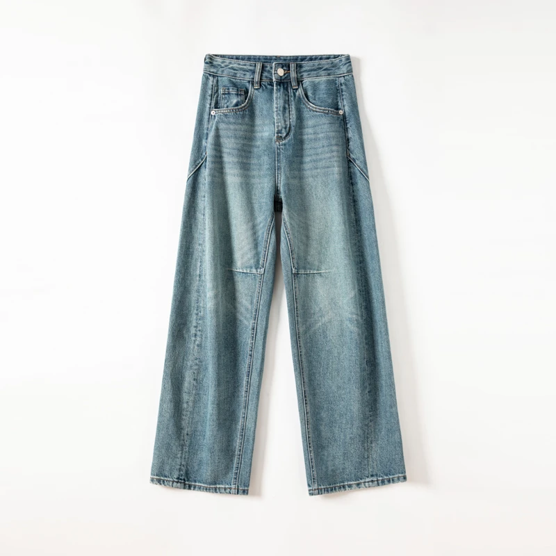 2025春季时尚高腰百搭阔腿弯刀裤6932