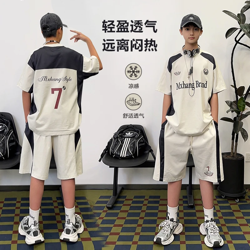 【现货】TZ1179小赖家青少年夏季套装中大童短袖上衣五分短裤潮
