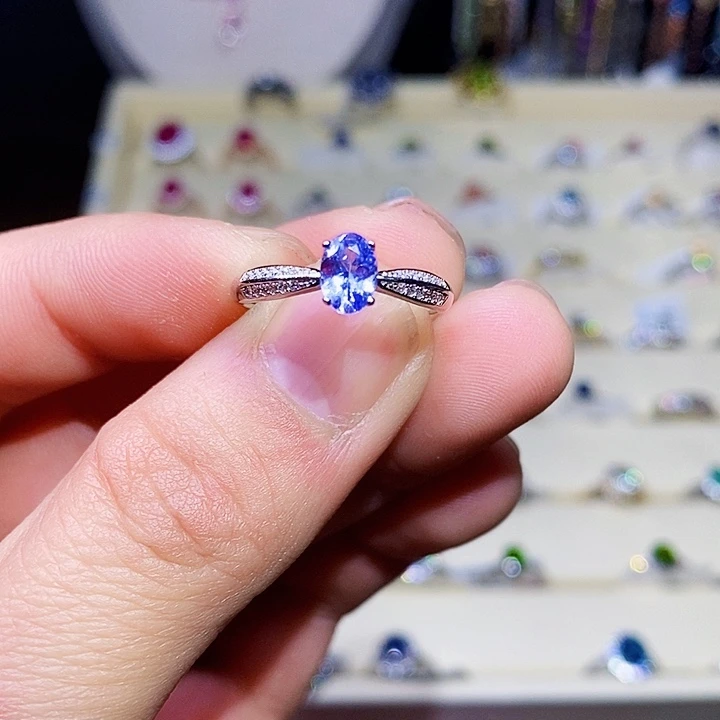 坦桑石戒指银S925镶嵌1111