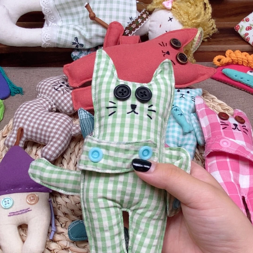 棉莱赛尔纤维手作抱抱猫